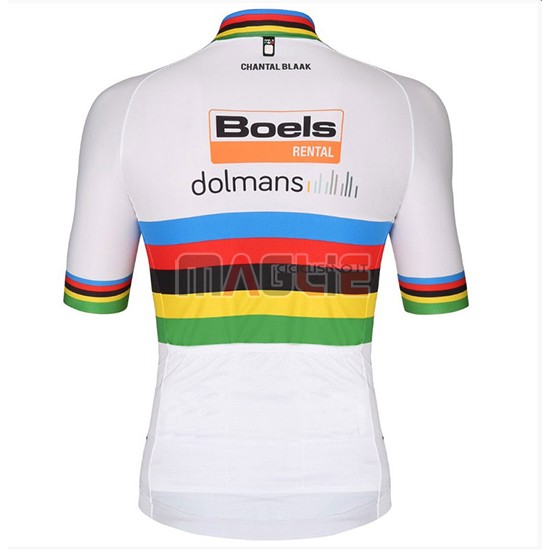 2018 Maglia UCI World Champion Leader Boels Dolmans Manica Corta Bianco